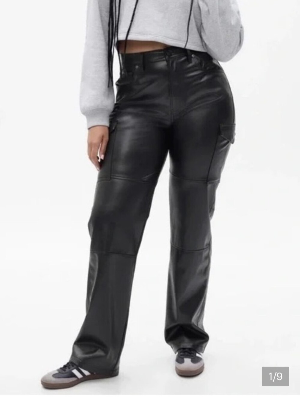 GAP Black Leather-Look Cargo Pants NWOT!